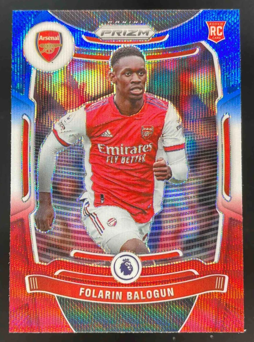 2021 Panini Prizm Premier League Prizms Red White Blue #208 Folarin Balogun RC