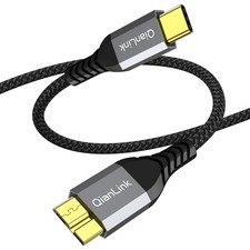 QianLink 10Gbps Micro B to USB C Hard Drive Cable 1.6FT/0.5m , 1.6ft, Grey