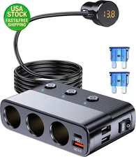 7 in 1 Cigarette Lighter Splitter Car Charger PD 30W QC3 Dual USB 12V 24V