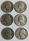 6 Lot 1939-P Washington Quarter 90% US Silver Coins