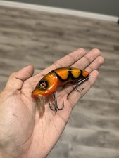 FULLY CUSTOM RED ORANGE SPARKLE CRAW CRANK BAIT 