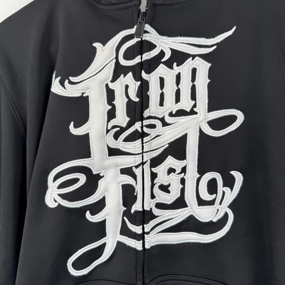 Sudadera con Capucha Puño de Hierro Para Hombre Mediana Cremallera Completa Bordada Sudadera Gótica Ropa de Calle Foto 2 de 4