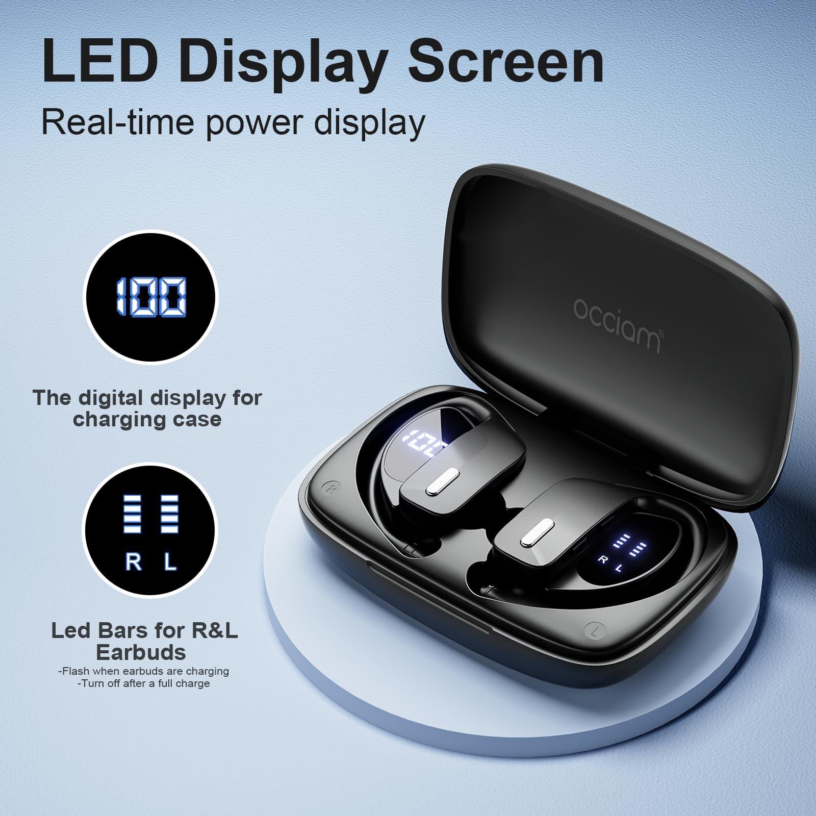 Wireless Earbuds Bluetooth Earphones 48H Bluetooth Waterproof Sport Running B...