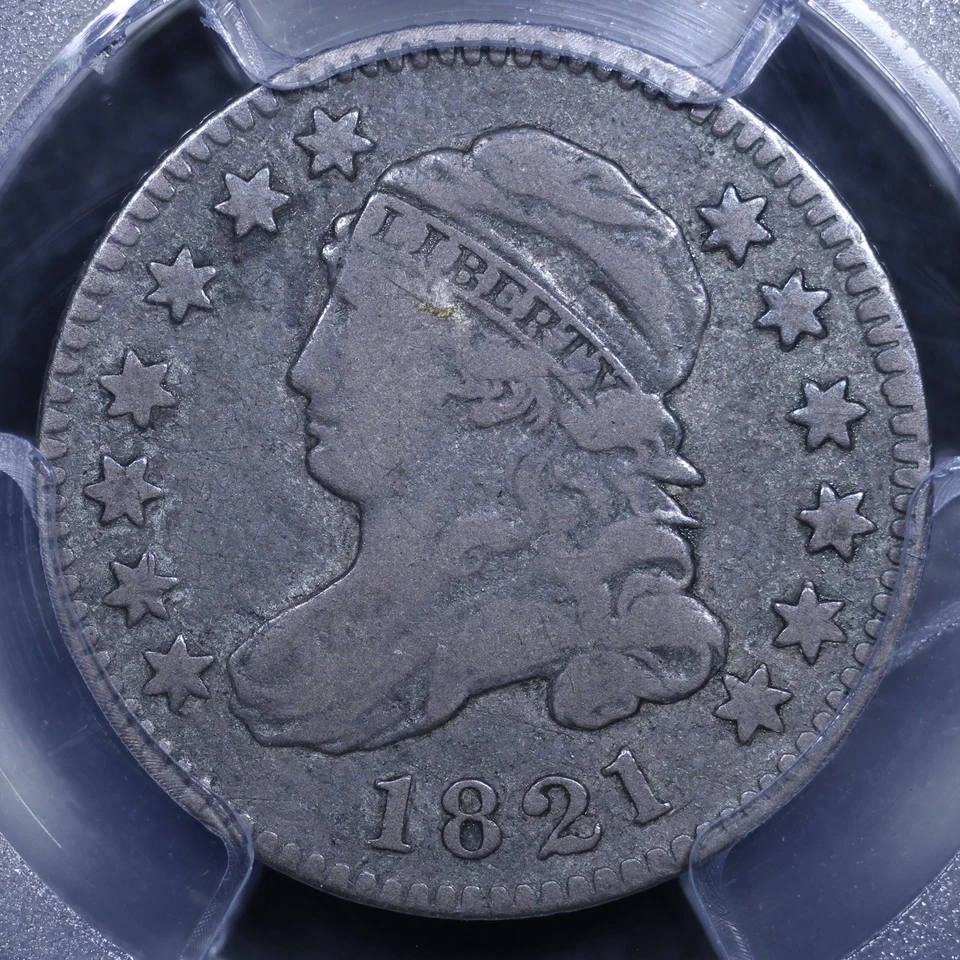 1821 Capped Bust Dime (JR-4 Large Date) - 10c PCGS F12 CAC ✅ - Lovely Coin! - Image 3 of 4