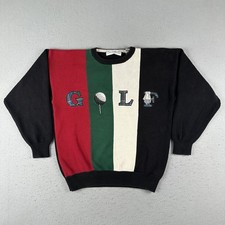 Vintage 90s Golf Sweater Men's Large Multicolor Stripe Knit John Ashford