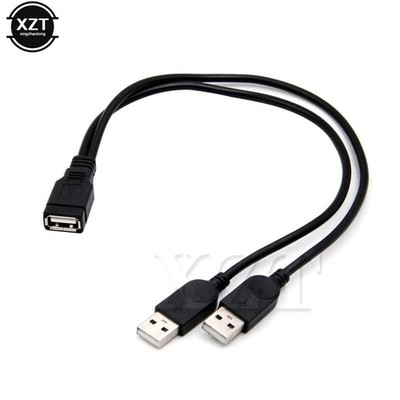 USB 2.0 Female to 2 Dual USB Male Power Adapter Y Splitter Cable Cord Connector