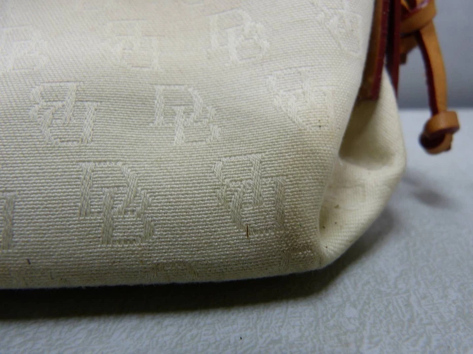 Bolso de Mano Vintage DOONEY & BOURKE Crema Logo Lona - Borde de Cuero Tostado Foto 4 de 4