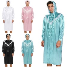 Men 2 Pcs Funny Pajama Set Kaftan Thobe Nightshirt with Sleeping Cap Night Shirt