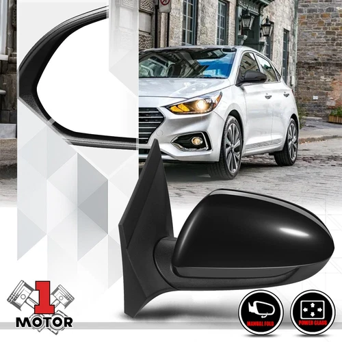 [Left] Driver Side Power Adjust Door Mirror OE Style Foldable for 18-22 Accent