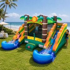 Inflatable Bounce House Water Slide Commercial Tropical Kids Toddler with Blower