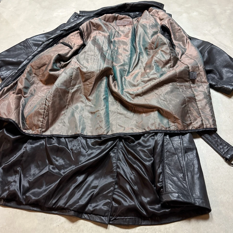 Chaqueta de cuero vintage J Park Couture gabardina forrada con cinturón pequeña años 90 y2k Foto 4 de 4