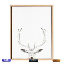 Kate And Laurel Sylvie Deer Antlers Black And White Portrait Framed Canvas Wall