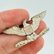 WWII US Army Eagle Sterling Silver Military Insignia Pin Badge