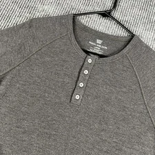 Mack Weldon Thermal Henley Shirt Mens Large Gray Long Sleeve Casual Comfort