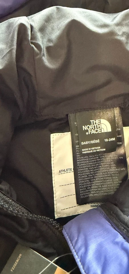 NUEVO CON ETIQUETAS THE NORTH FACE Nuptse 700 Plumón Aislado Bunting 1 Pieza Traje de Nieve talla 18-24M Foto 4 de 4