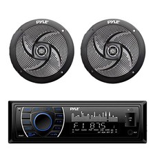 Pyle In-Dash Marine Bluetooth Stereo Receiver, 2x 6.5" 240W Boat Speakers
