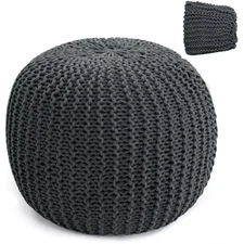 Unstuffed ottoman pouf cover, 100% cotton handmade knitted ottoman pou