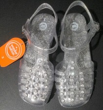 Wonder Nation Girls Clear Glitter Closed Toe Jellies Sandals Size 3 NWT