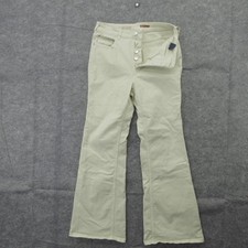 Pilcro Anthropologie Pants Womens 32 Beige Mid Rise Trouser Bootcut Jeans Button