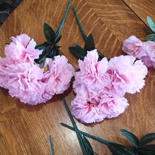 Lot 11 Pink White Variety Artificial Silk Stem Faux Flowers Carnation DIY Craft - Picture 10 of 17
