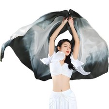 Belly Dance Silk Veils 250cm x 114cm 99" x 45" Handheld Gradual Colors Prof...