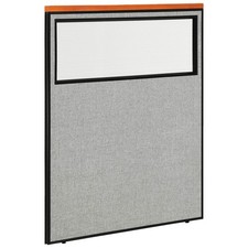 48-1/4"W x 61-1/2"H Deluxe Office Partition Panel with Partial Window Gray