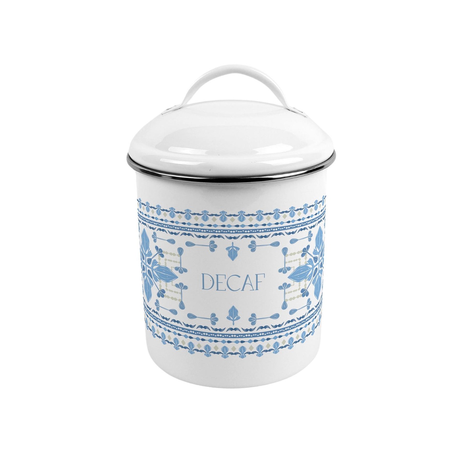 B&Q - Folk Tile Decaf CanisterMetal Kitchen Storage Container - Image 2