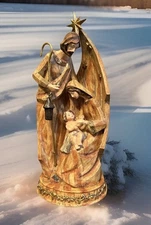 The Holy Family Nativity Scene Music Box 11" Resin Christmas Figure Statue