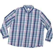 Brooks Brothers Regent Blue Plaid All Cotton Button Shirt 2XL Long Sleeve