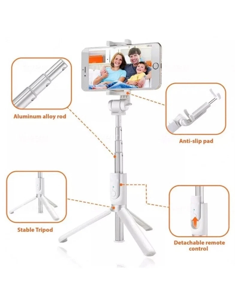 BW-BS3 bluetooth Remote Tripod Selfie Stick White - Image 4 of 4