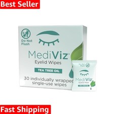 Soothing Tea Tree Eyelid Cleanser Wipes - 30 Count for Cleaner, Healthier Eyes