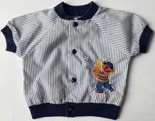 Baseball Shirt Baby Boys size 1 Vintage Sesame Street Ernie at Bat Blue Striped