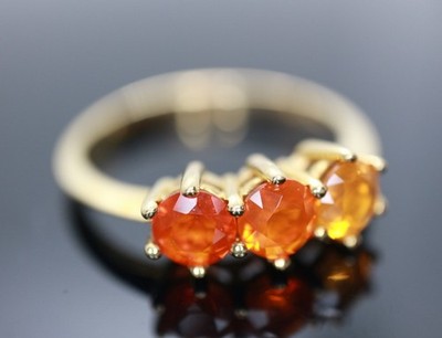 GOLDJUNGE69 * TERRA OPALIS EDELSTEIN RING (20) FEUEROPAL ORANGE+ 375er GELBGOLD