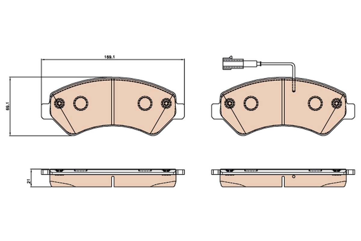 Front TRW-OE GDB2069 Brake Pad Set, disc brake for FIAT