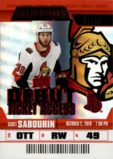 Scott Sabourin 2019-20 Upper Deck Credentials Debut Ticket Acccess Red RC #71