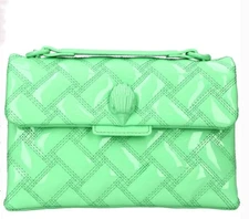 NWT Kurt Geiger London Pale Green Patent Leather Kensington Crossbody Bag Purse