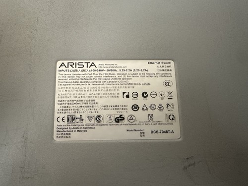 Arista 7048T-A – 1RU Data Center Switch, 48×1G + 4×10G, PARTS ONLY. - Picture 4 of 7
