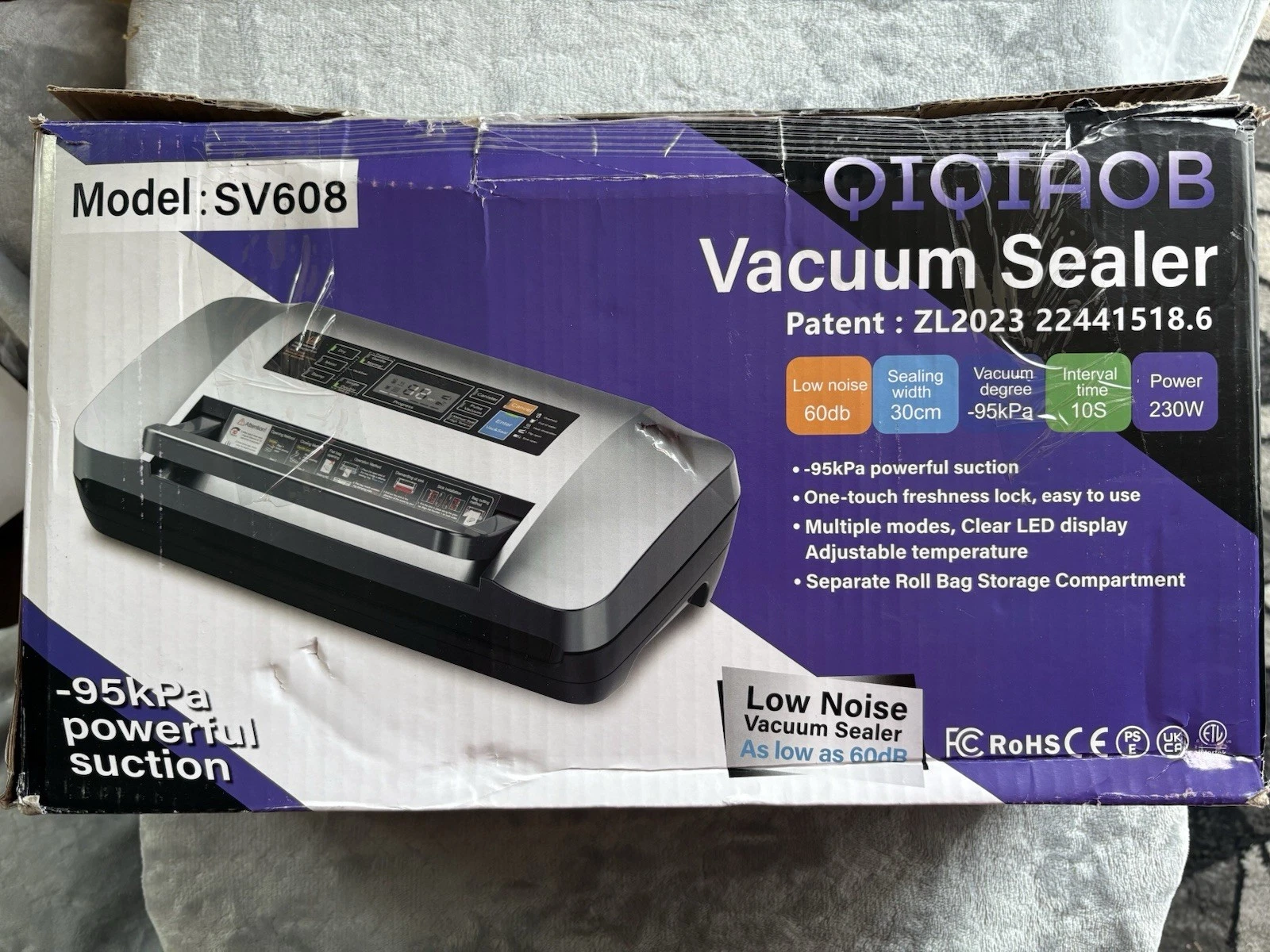 QIQIAOB SV608 Vacuum Sealer LED Display, Low Noise, Bags, Manual