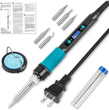 60W Digital Soldering Iron Kit – Temp Control, Ceramic Heater, 110V for Electr