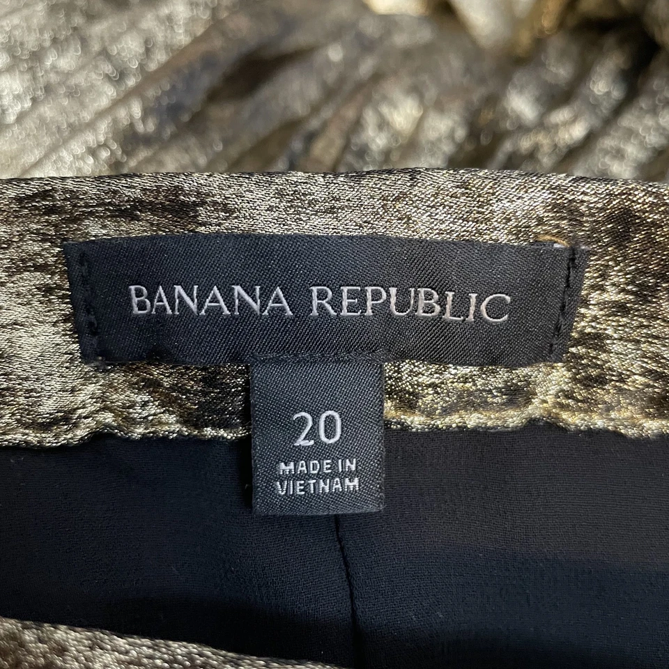 Banana Republic 裙子女式 20 金色打褶金属天鹅绒假日派对 HO22 — 第 4/4 张图片