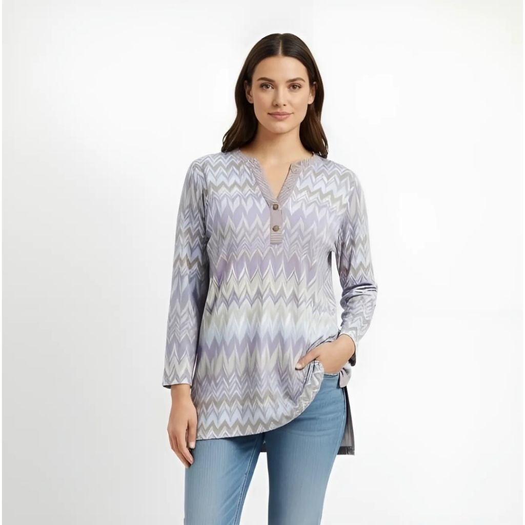 J. McLaughlin Blue Patterned Top - image 1