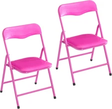 Padded Folding Chair for Kids, Set of 2, Pink, Ages 3+