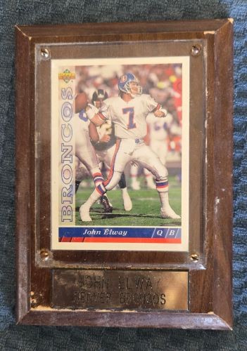 JOHN ELWAY UPPER DECK BRONCOS FOOTBALL CARD ON PLAQUE