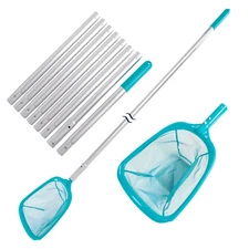 11.5 Ft Swimming Pool Leaf Skimmer Net, Telescopic Aluminum Pole, 6" Fine Mesh