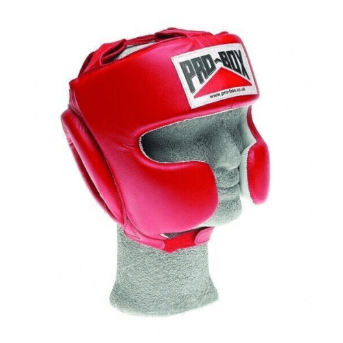 Pro Box Boxing Head guard Super Spar Leather Sparring Training - Red