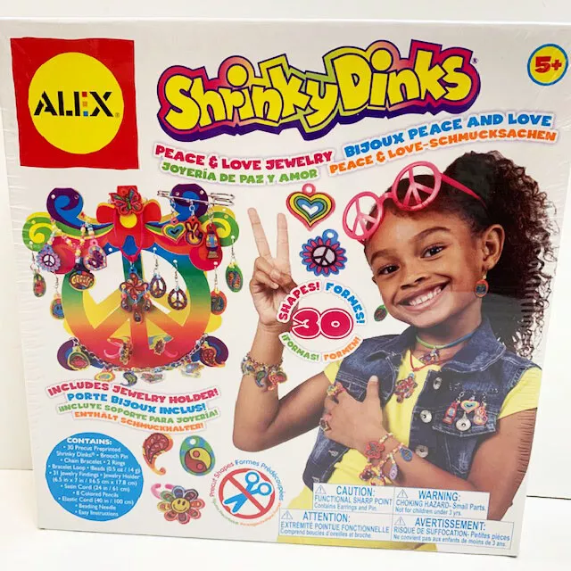 NEW Alex Toys Shrinky Dinks Craft Kit Peace Sign & Love Girl's Jewelry &  Holder