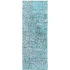 2'x5'8" Green Overdyed Vintage Zoroastrian Hand Knotted Wool Runner Rug R962