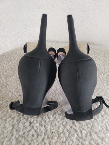 Call it Spring Women Sandals 8.5 Black Vegan Leather Open Toe Ankle Wrap Stileto - Picture 16 of 21