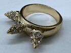 Ring Size 5.75 Men Women Unisex Gold Plated Spiky Stud Rhinestone Fashion