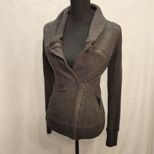Heartloom Partial Open Front Zip With Button Cropped Jacket Women's Size Xs